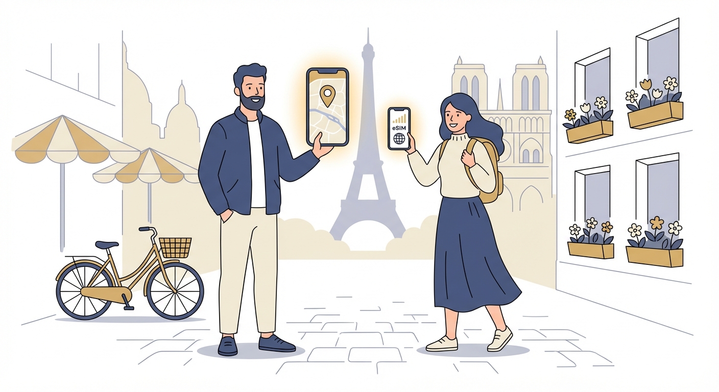 Europe eSIM travel illustration