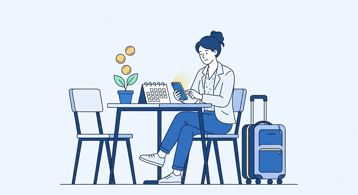 Digital nomad with laptop at airport
